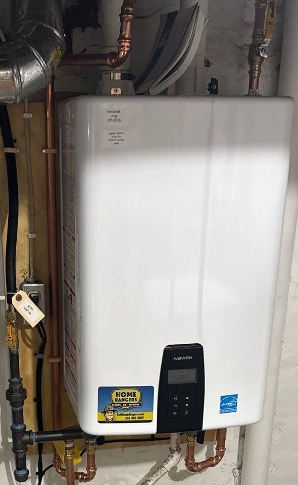 Professional tankless water heater installation with copper piping in bucks county pa