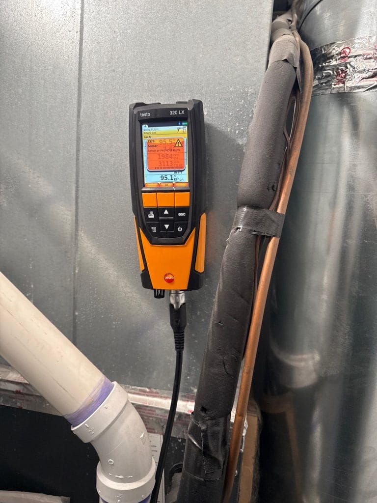 Combustion analyzer for heating equipment inspection