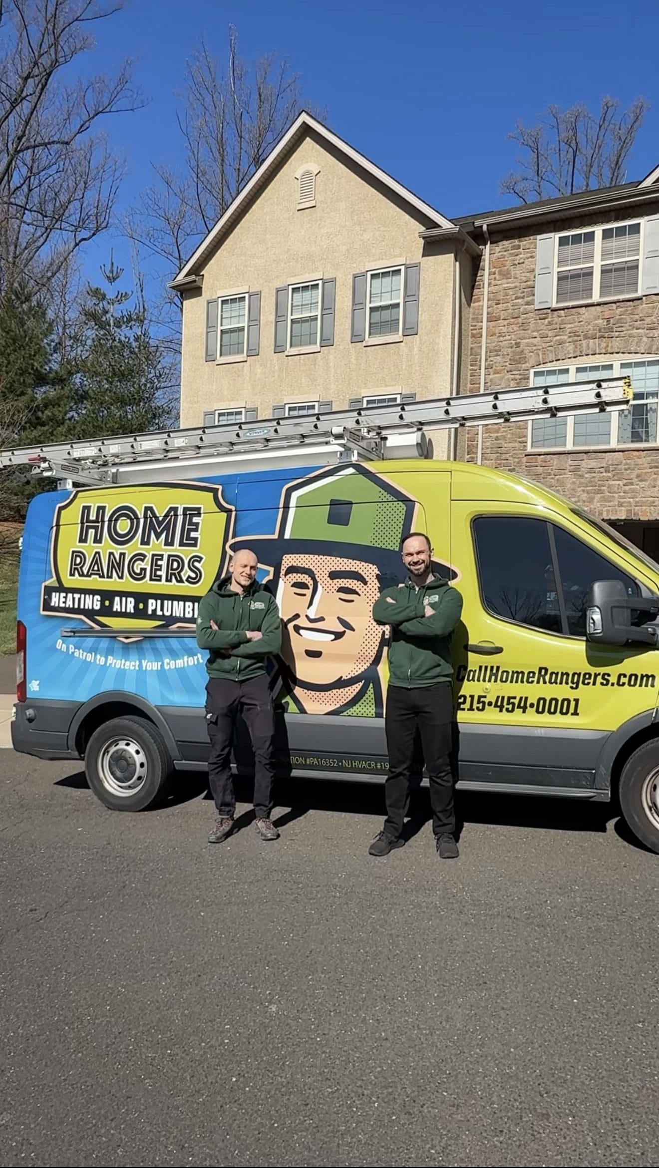 Home rangers hvac team with branded service van in bucks county pa