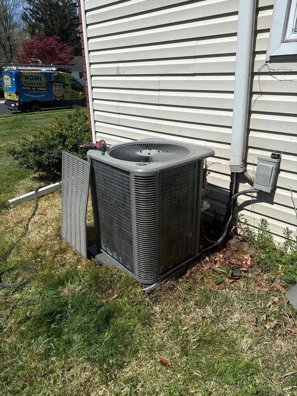 Home rangers service van with ac unit at bucks county home