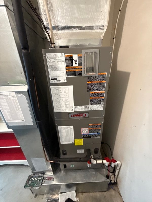 Lennox air handler clean utility room installation by home rangers