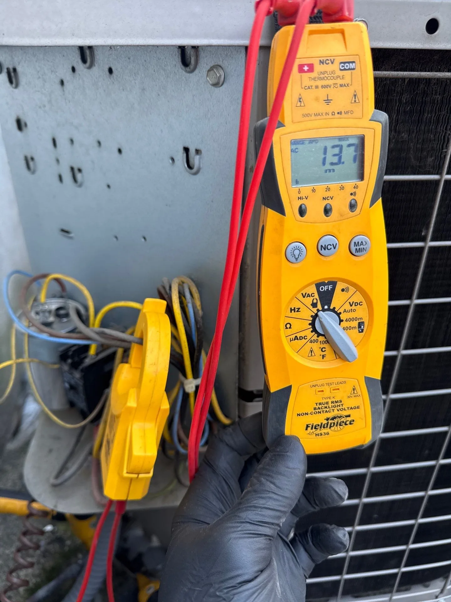 Capacitor testing inside an ac cabinet