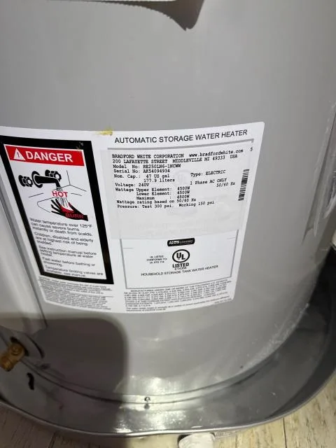 Southampton, pa - just completed an install of a new bradford white 47-gallon electric water heater in southampton, pa 18966. Completed full installation, verified operation, and ensured the system is ready to provide reliable hot water. Includes a 6-year labor and parts warranty for peace of mind. Southampton, pa - just completed an install of a new bradford white 47-gallon electric water heater in southampton, pa 18966. Completed full installation, verified operation, and ensured the system is ready to provide reliable hot water. Includes a 6-year labor and parts warranty for peace of mind.