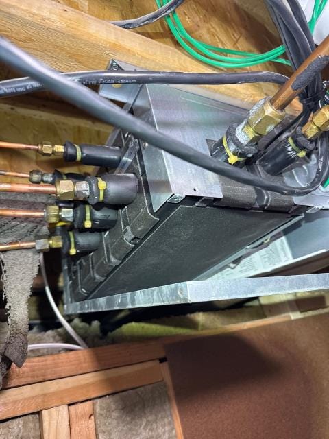 Just completed a follow-up visit to a home in jamison, pa 18929 to perform a full hvac repair after a previous inspection. The homeowner had noticed an oily puddle near the copper tubing outside the unit, raising concerns about a possible refrigerant leak. We inspected and repaired the issue and reinstalled torn insulation to ensure the system runs efficiently and safely.