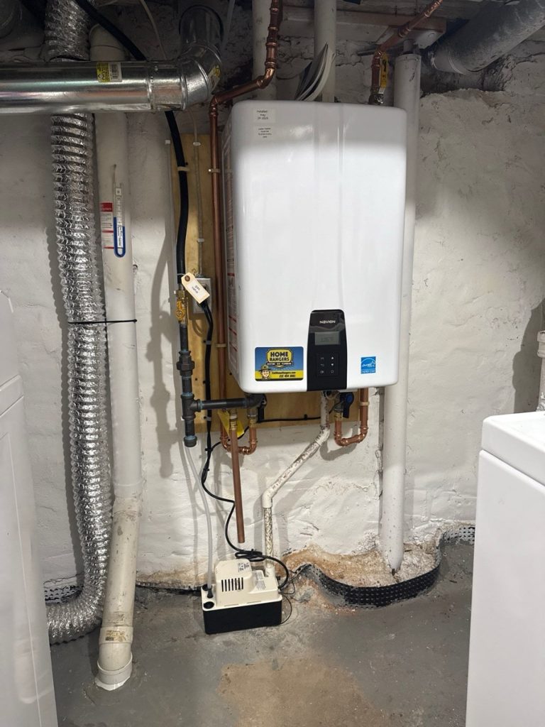 Home rangers navien tankless water heater installation with clean copper piping