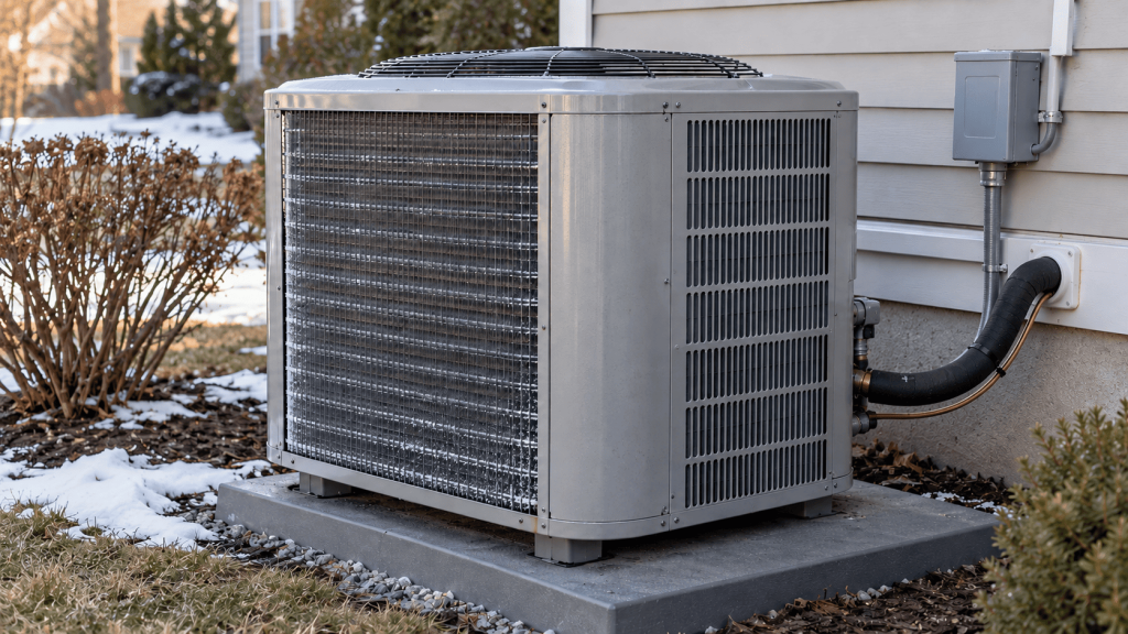 Residential heat pump outdoor unit in cold weather when troubleshooting a system that is not heating
