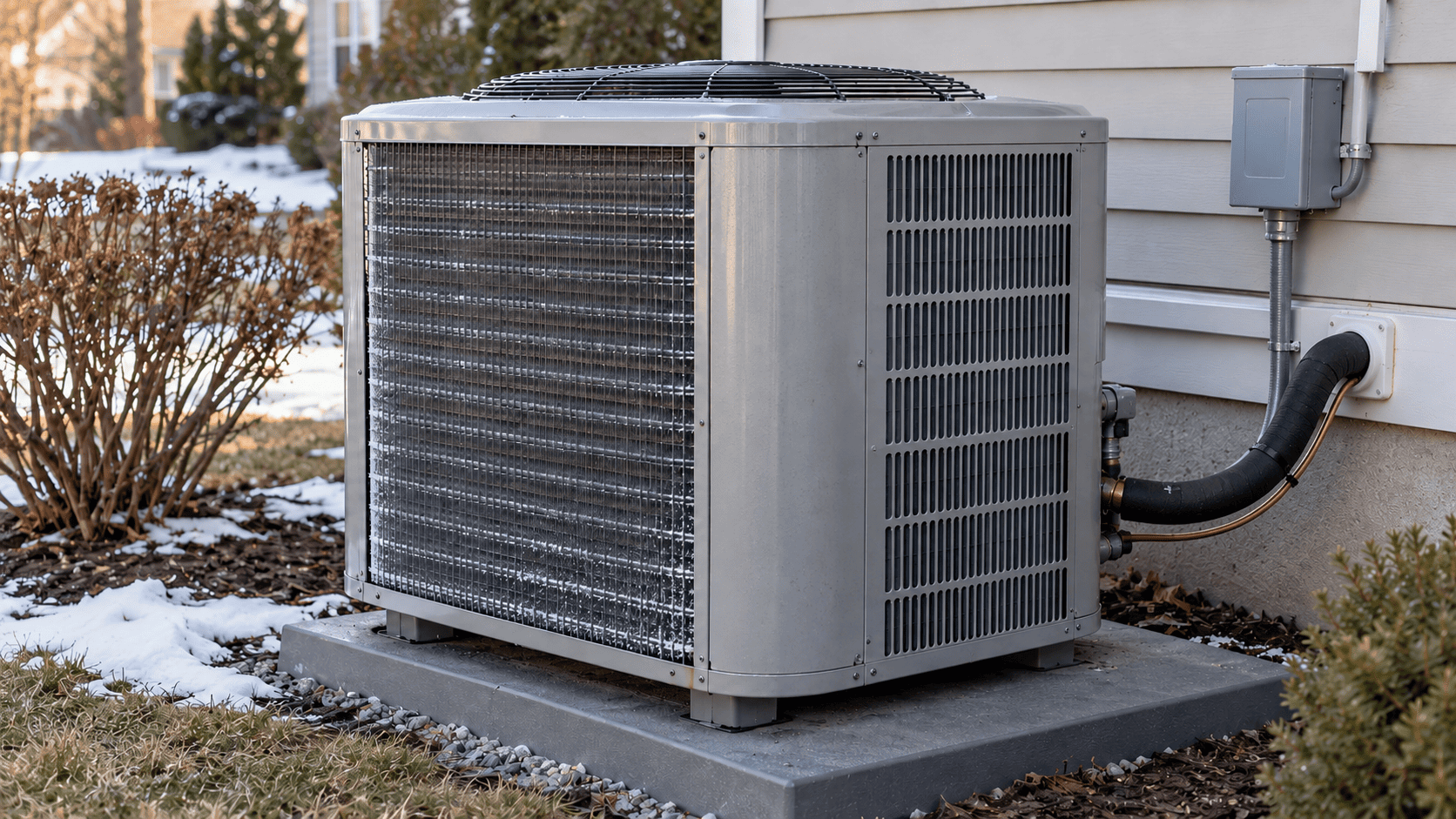 Residential heat pump outdoor unit in cold weather when troubleshooting a system that is not heating
