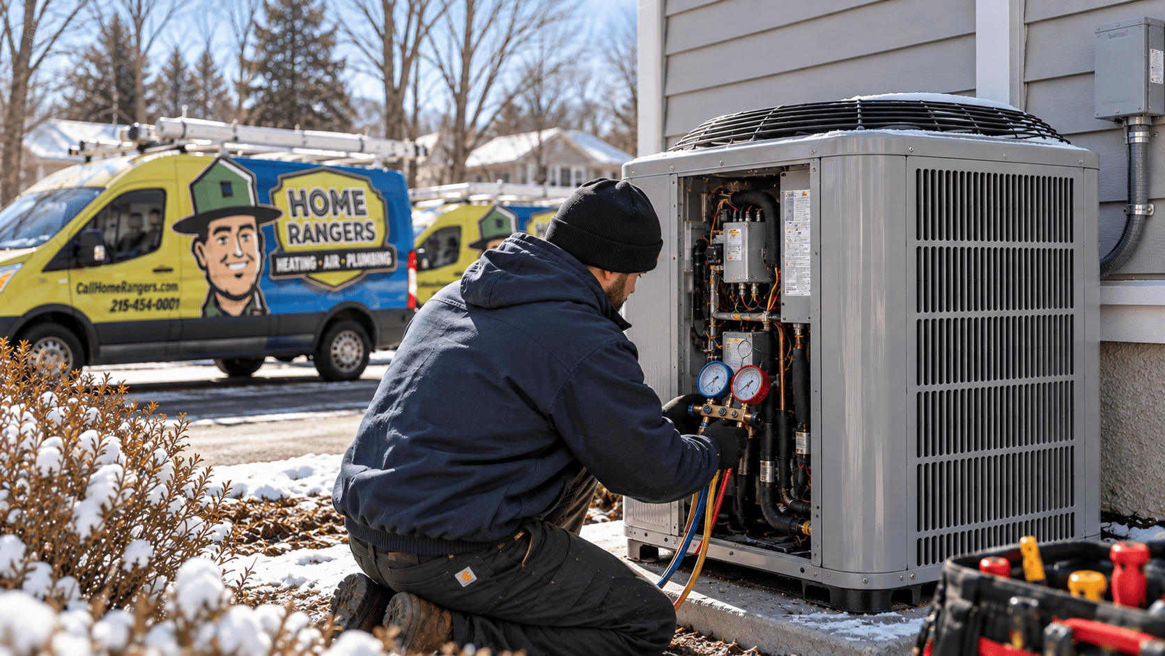 When to call an hvac technician for a heat pump that is not heating Hvac technician diagnosing a residential heat pump that is not heating in cold weather
